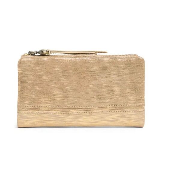 NWT HOBO Haye Bifold Wallet In Golden Taupe - Picture 1 of 9